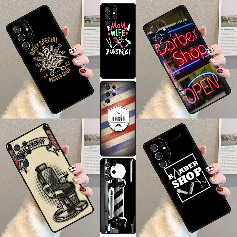 Barber Shop Hair Stylist Salon Phone Case For Samsung Galaxy S23 S21 S20 FE S24 S22 Ultra Note20 S10 S9 S8 Plus Silicone Cover