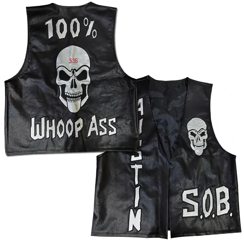 Stone Cold Steve Austin SOB Vest Black 3:16 Skull 100% WHOOP ASS