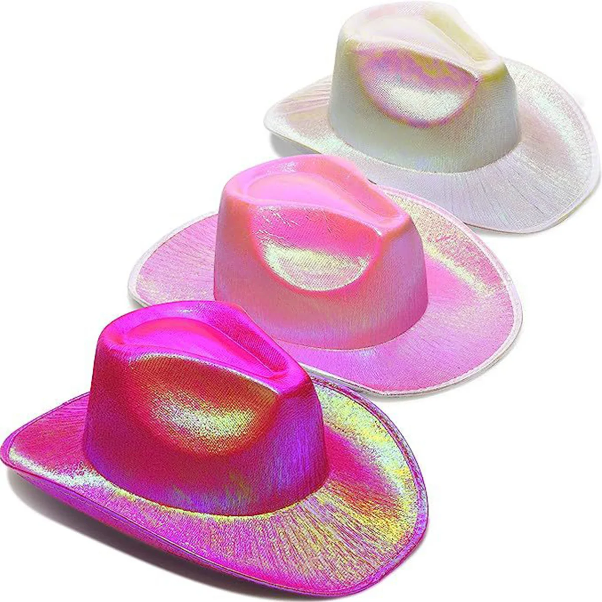 Disco Luminous Cowboy Hat Shiny Holographic Space Cowboy Cowgirl Hat Men Women Western Party Hat Big Brim Hat Jazz Dance Hat