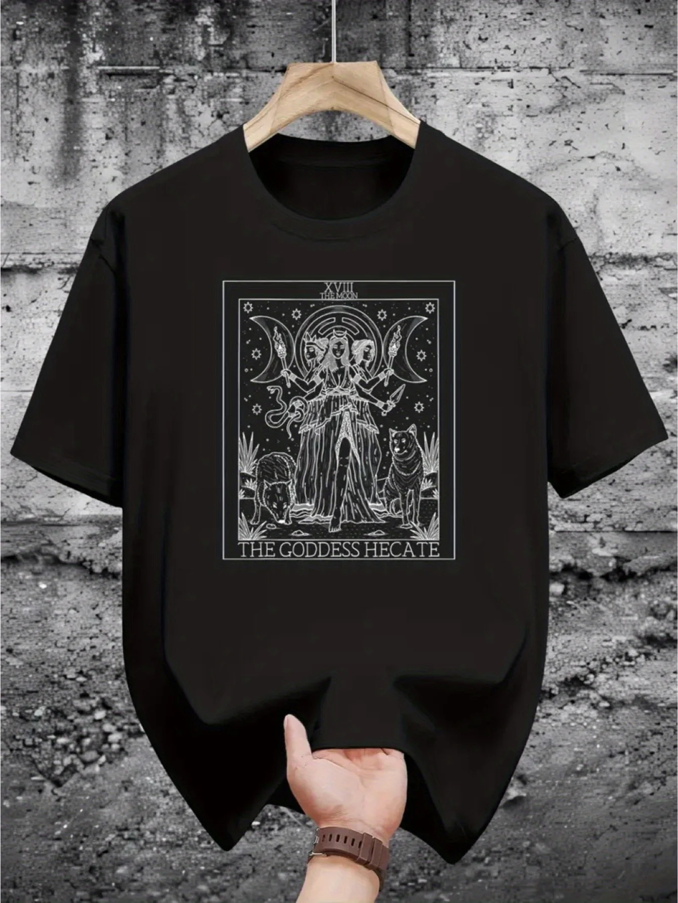 

Мужская черная футболка с коротким рукавом и принтом The Goddess Hecate — повседневная футболка с круглым вырезом, легкая эластичная ткань, летняя футболка для взрослых,