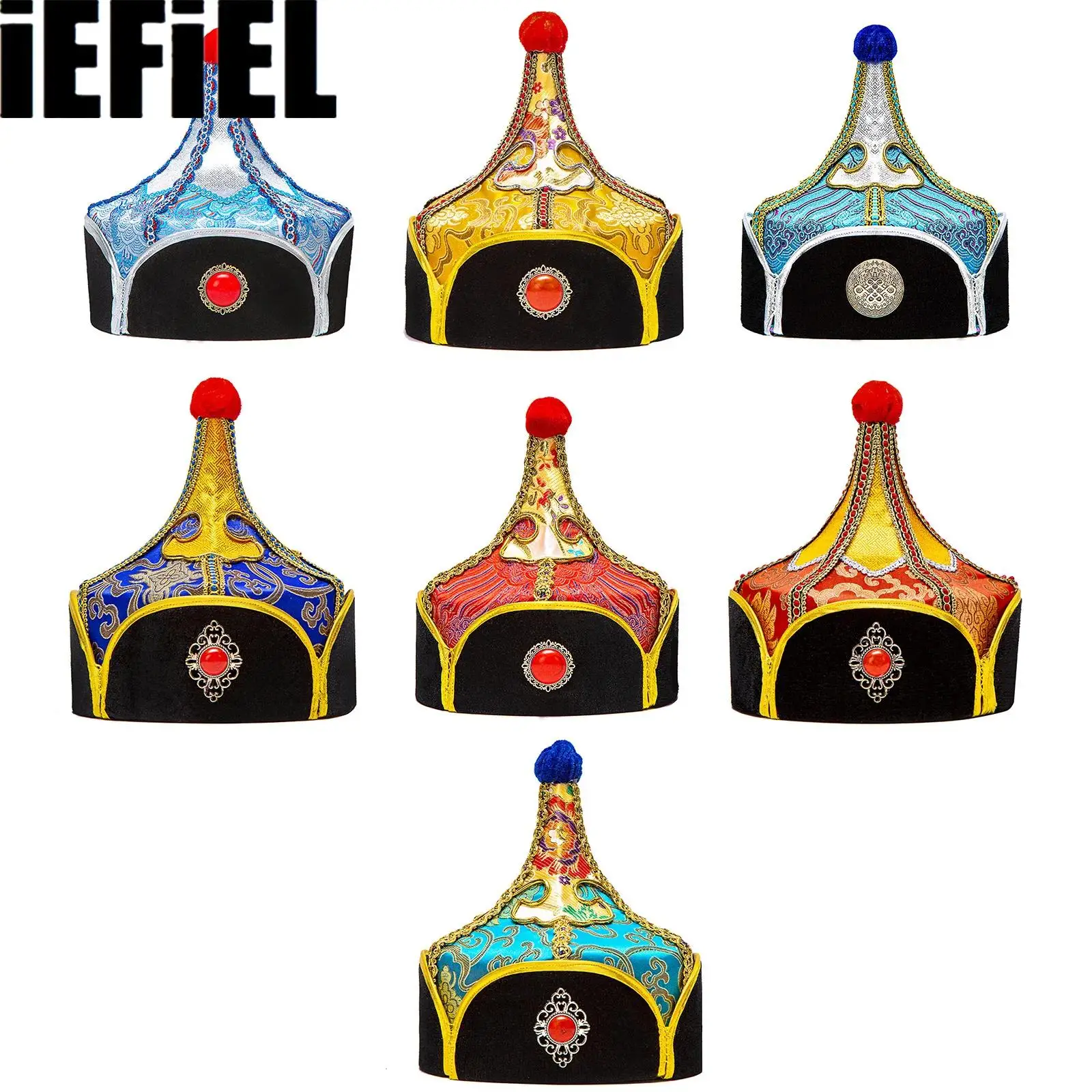 

Шляпа в монгольском стиле с нежными узорами, универсальная шляпа принца, украшенная для мужчин, аксессуары для костюмов, сценические выступления