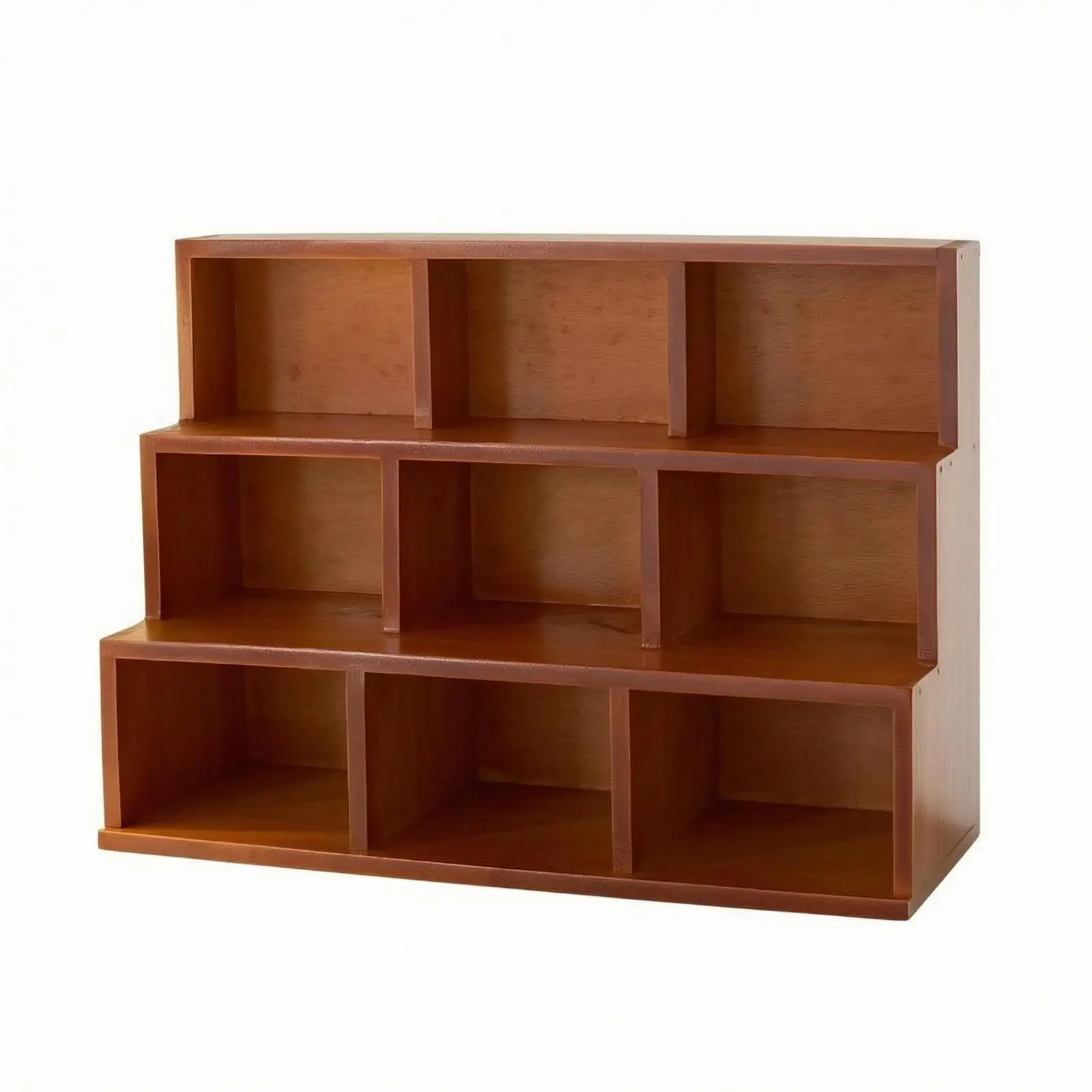 Trapezoidal Desk Organizer Stepped Design 3 Tier Cubby Cabinet Pinewood Wood Wooden Cubby Organizer
