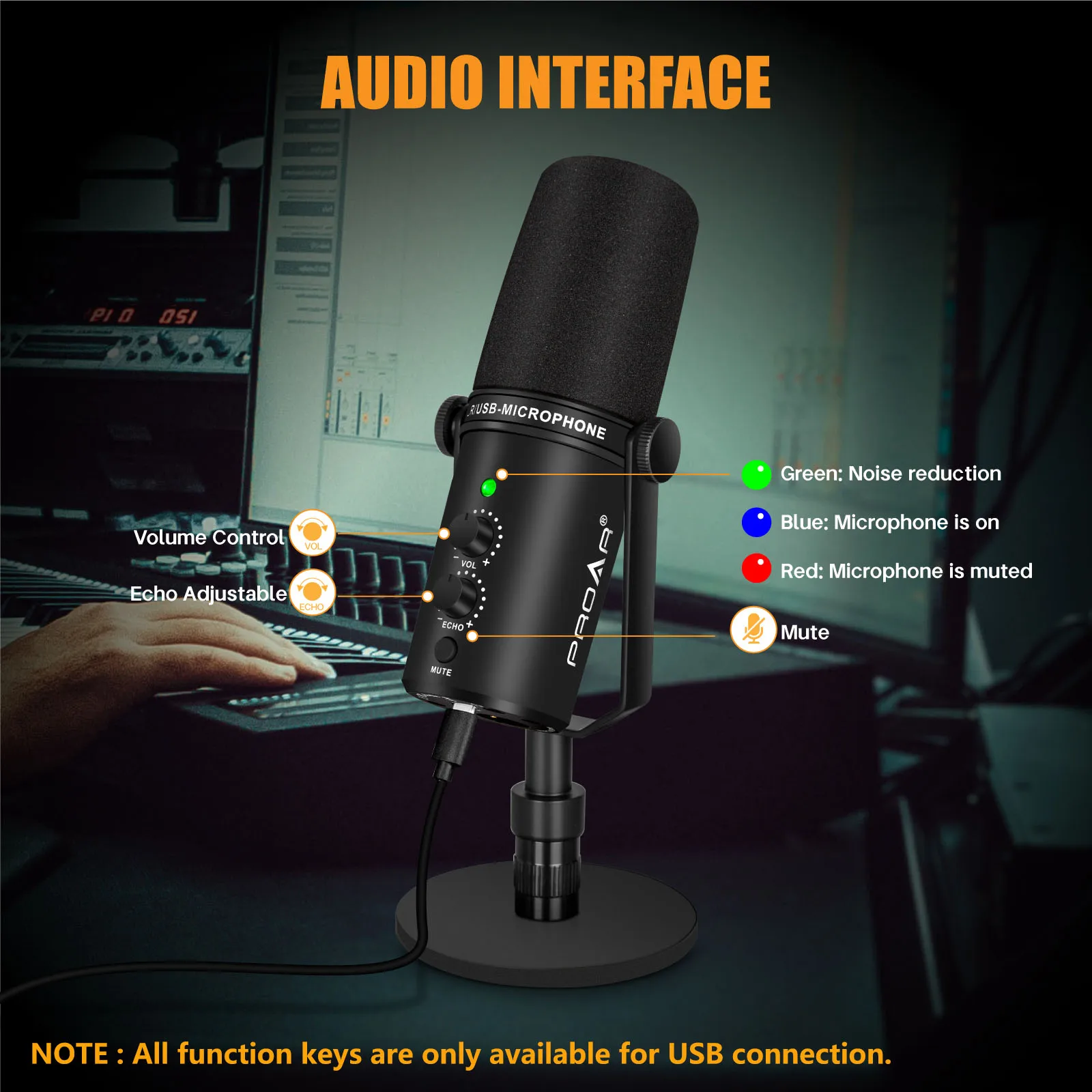 V7 XLR/USB Dynamic Microphone, Baifeili PC Microphone with Noise Cancelling,USB-C Port for Recording,Streaming,Gaming,ASMR