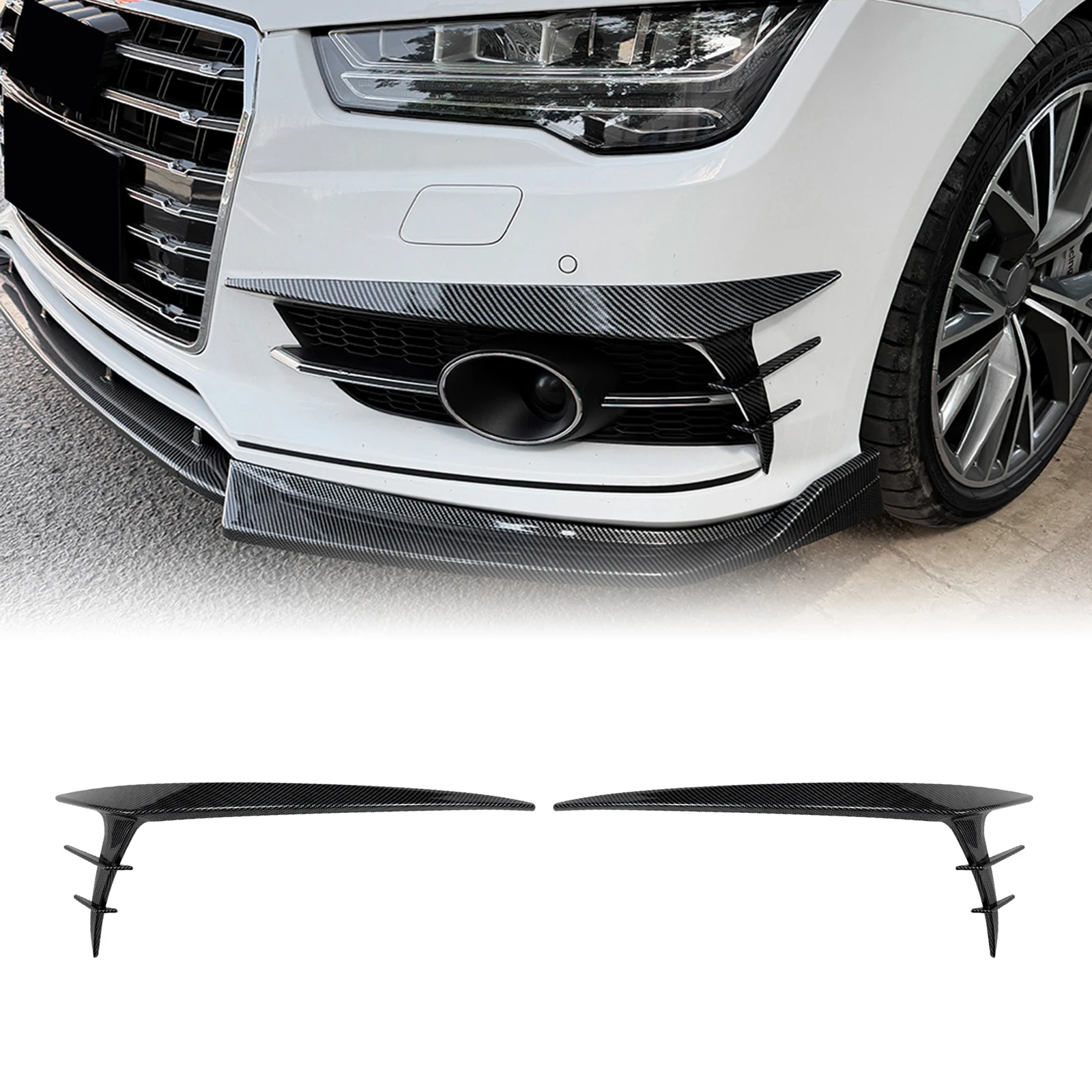 

Spoiler Front Bumper Side Air Vent Trim Fog Light Lamp Cover Intake Frame Canard Splitter Lip For 2015-2018 Audi A7 S7 C7 Sline