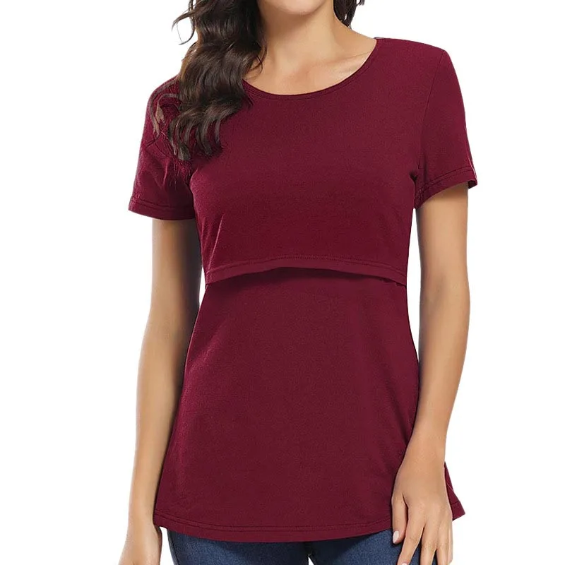 

Maternity Nursing Tops Pregnant Clothes Breastfeeding T-shirt Pregnancy Maternity Tops Tees Soild Colour Summer Shirt
