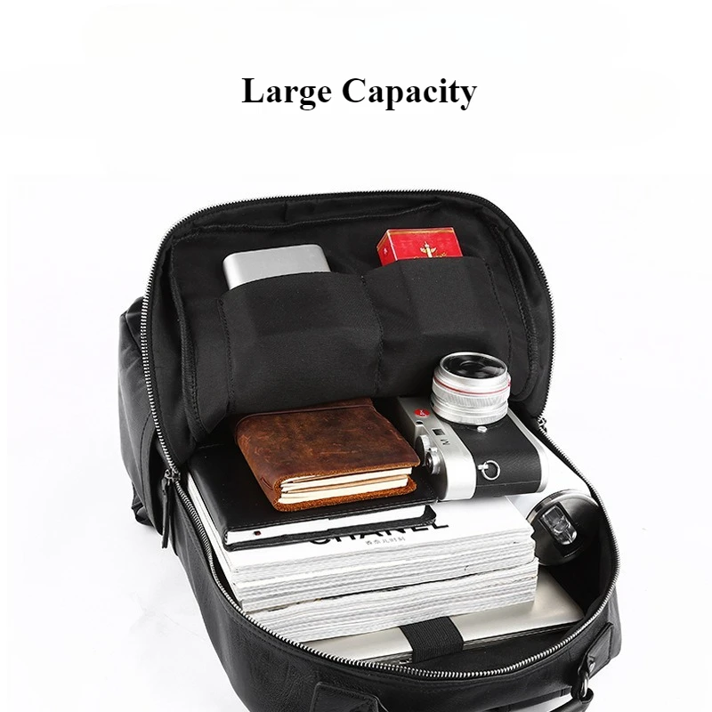 ファッションバックパック男性高級レザーバックパック男性のための大容量旅行 14 インチのラップトップバックパック複数のポケット通学