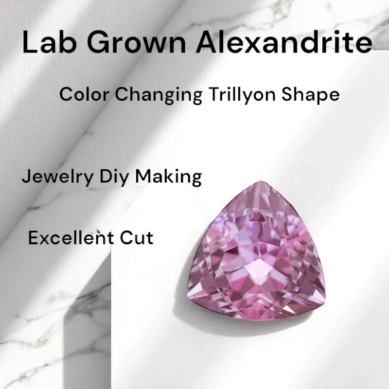 

Trillyon Shape Color Changing Lab Grown Alexandrite Stone Artificial Gemstone DIY Ring Necklace Earrings Main Materials