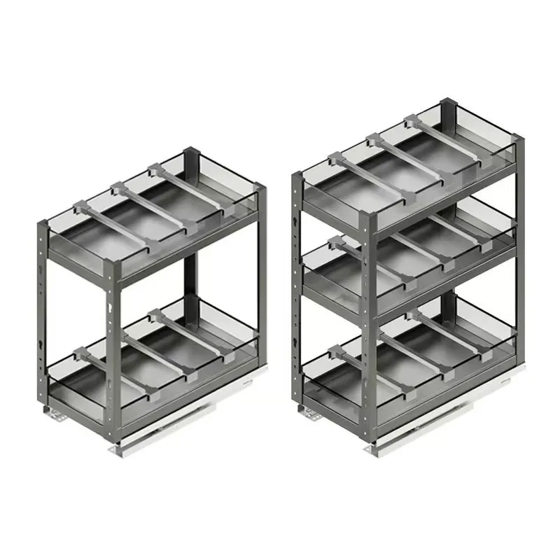 Seasoning bowl basket Narrow cabinet pull basket Seasoning basket Glass seasoning pull pull Double