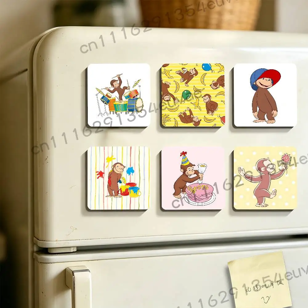 George The Curious Monkey Fridge Magnet Acrylic Refrigerator Sticker Home Decoration Cute Cartoon Figure Magnet Fans Gifts