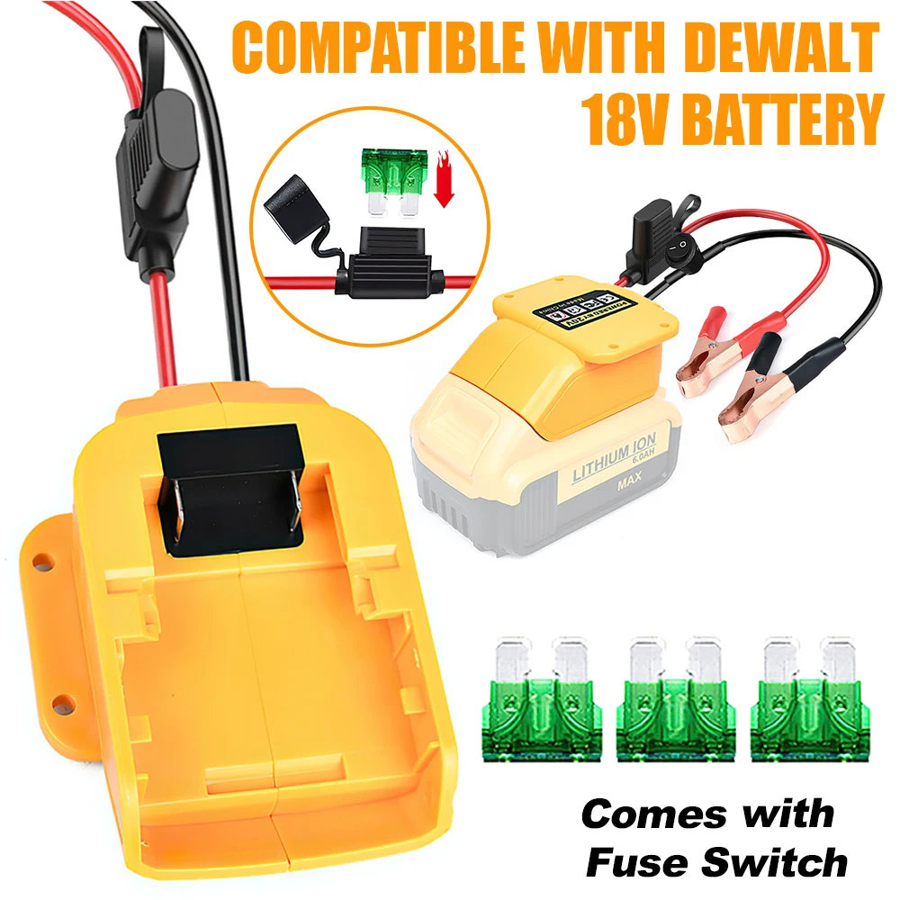 Arrancador de batería de iones de litio de 18V para Dewalt, Kit de energía de emergencia con interruptor de fusible, adaptador de corriente de refuerzo de emergencia para coche