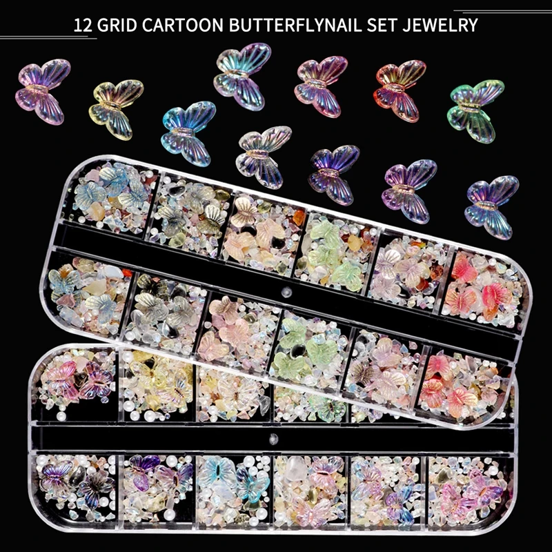 Fluorescent Butterfly Sequins Nail Art Glitter Flakes Charms Decorations Manicure Accessories Nail Supplies For Professionals