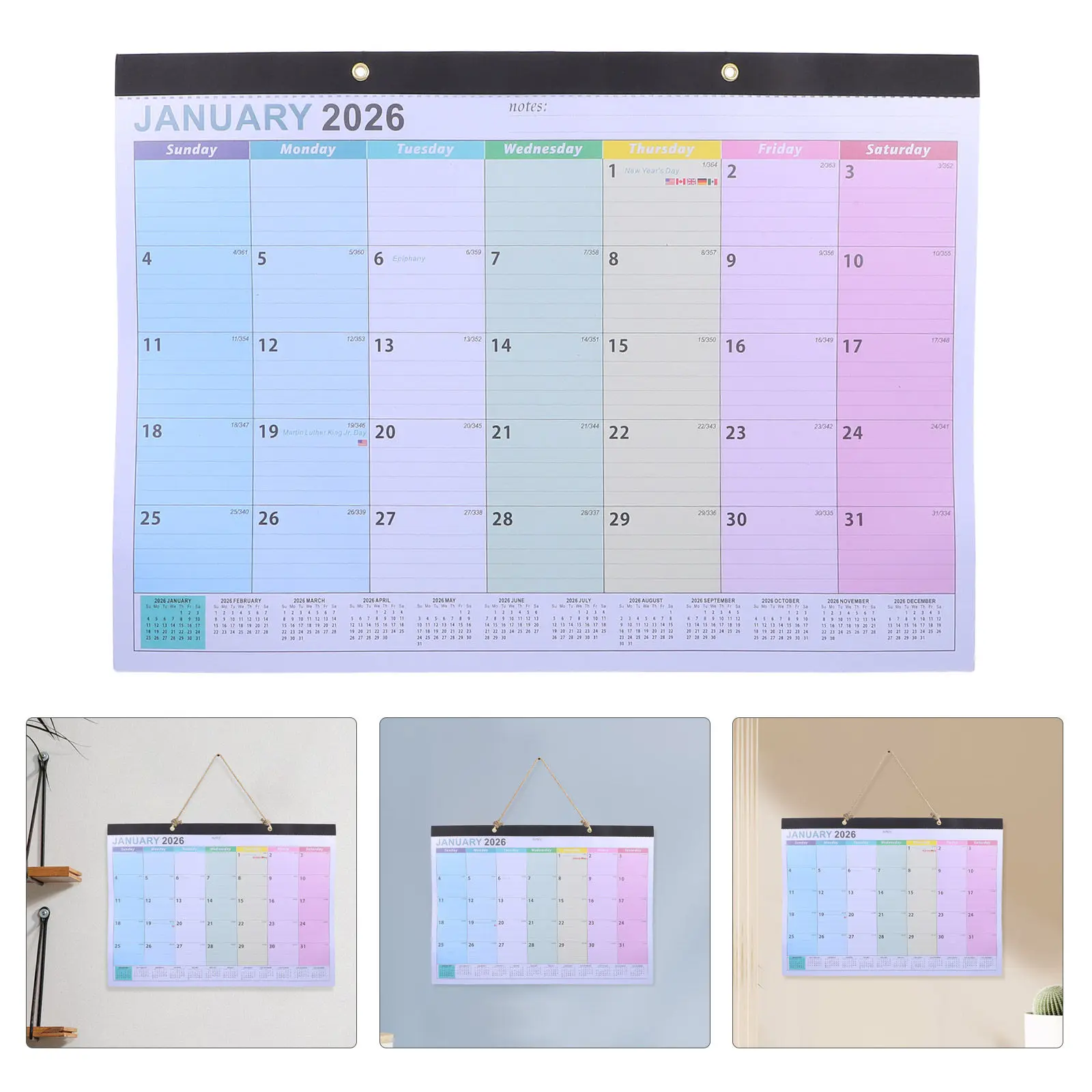 

Настенный календарь на 2026 год, 18-месячный, с английской разметкой, минималистичный дизайн для планирования времени, для семьи, офиса, школы, ежедневного планирования