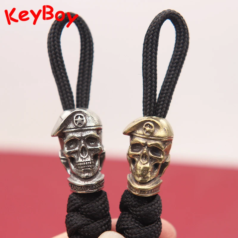 

Brass Russian Skull Soldier Pentagram Berets EDC Knife Bead Lanyard Pendant Jewelry Punk Retro Paracord DIY Bracelet Accessories