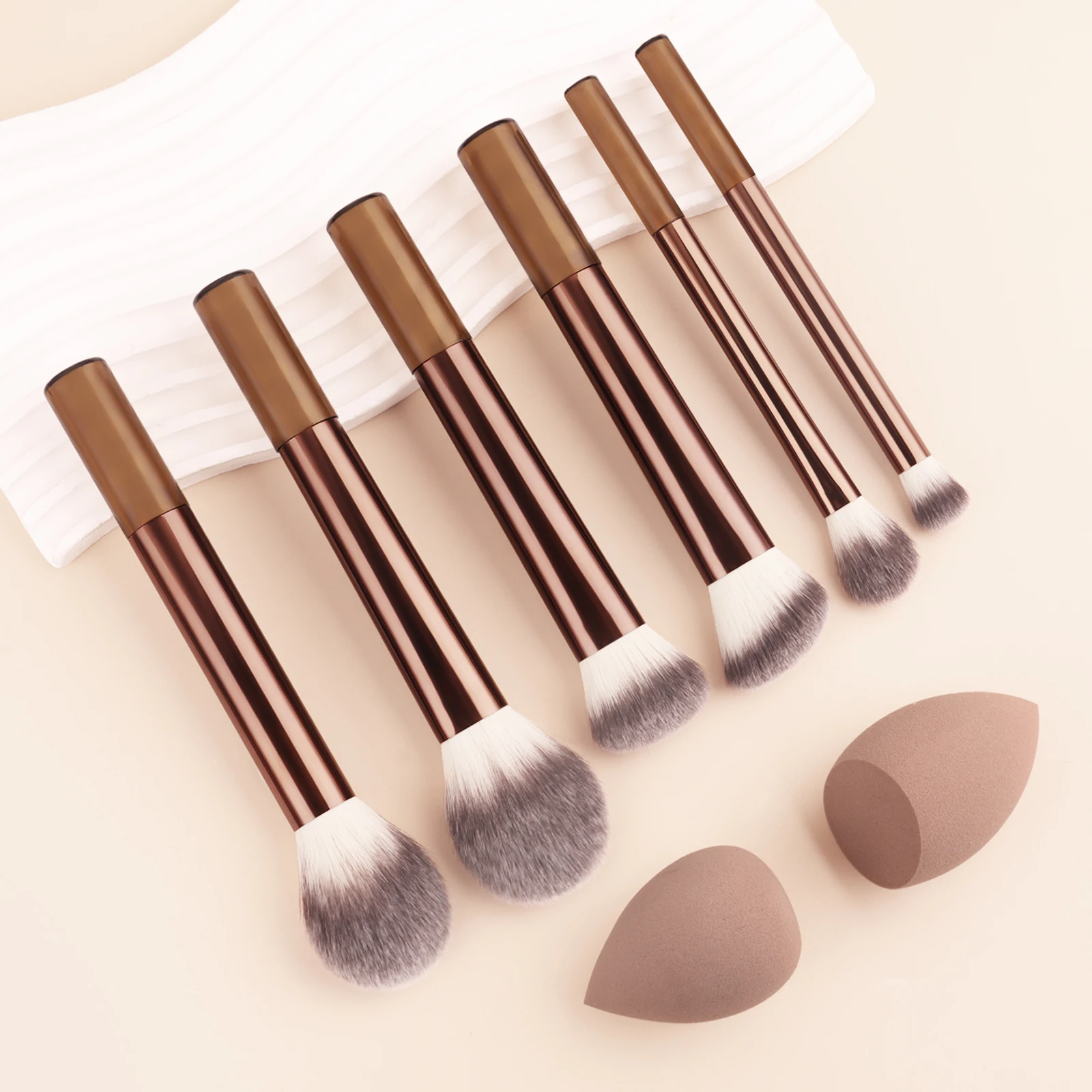 Juego de 6 uds de brochas de maquillaje, esponja suave y esponjosa, base cosmética profesional en polvo, sombra de ojos, mezcla Kabuki, brocha de maquillaje de belleza
