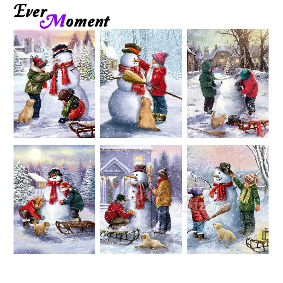 

Алмазная картина Ever Moment, рождественские картины со снеговиком, художественная работа, 5D декор, алмазная вышивка, полная квадратная смола, сверла ASF2157