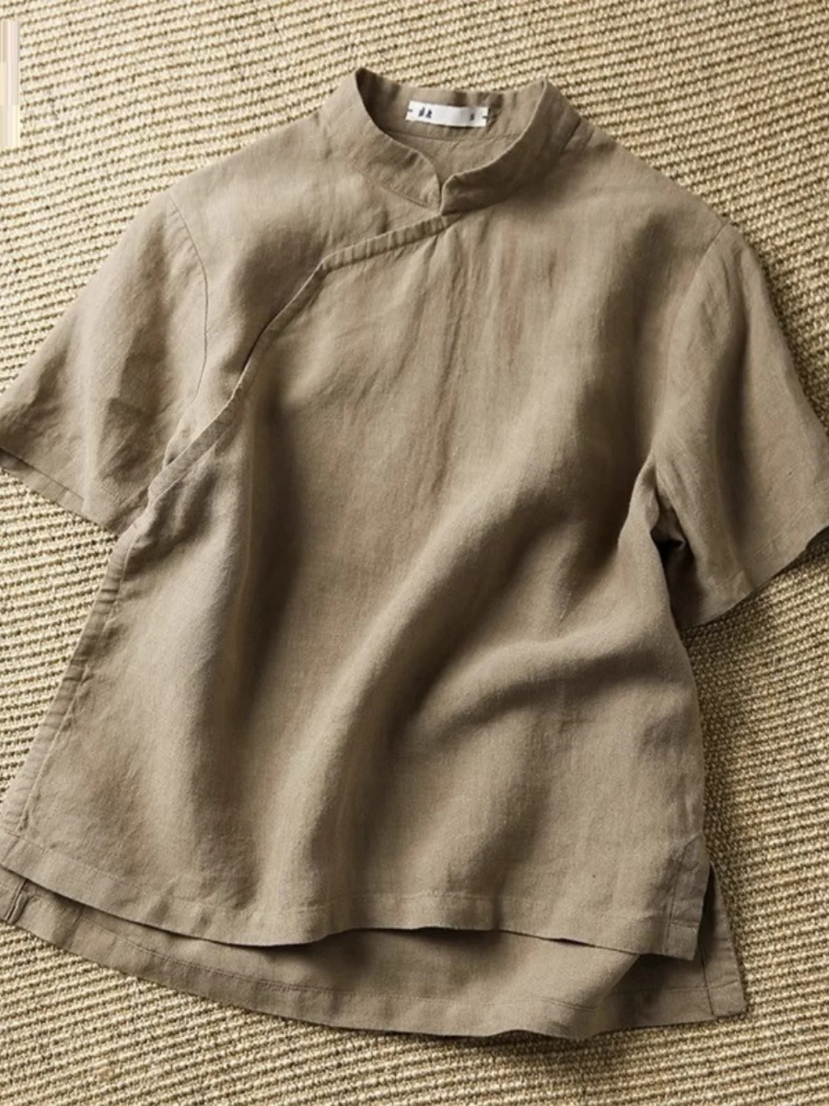 

Китайский Sle ort Sve Linen Cotton irt Women Summer Zen Sle с диагональным воротником и воротником-стойкой, традиционный Cheong...