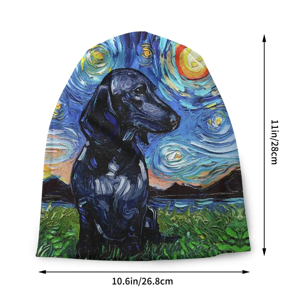 Fashion Dacshund Starry Night Art Skullies Beanies Caps Winter Warm Knitted Hat Unisex Badger Sausage Wiener Dog Bonnet Hats