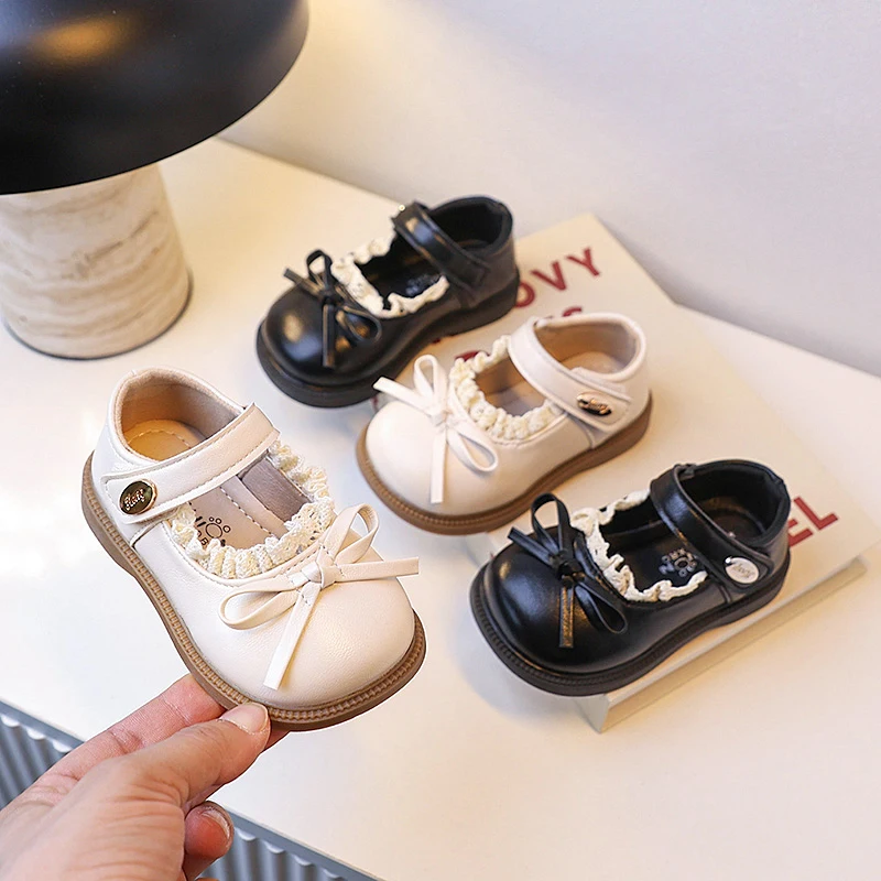 

Baby Flat Shoes Toes Capped Toes Sweet Kids Walking Shoes Round Toes 2025 Autumn New Girls Casual Princess Shoes Simple Bows