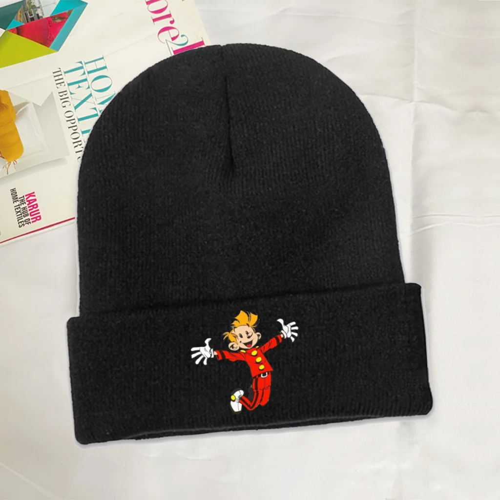 Spirou y Fantasio Spip Comics Skullies gorros de punto para saltar, gorros cálidos de invierno, gorro de esquí Unisex