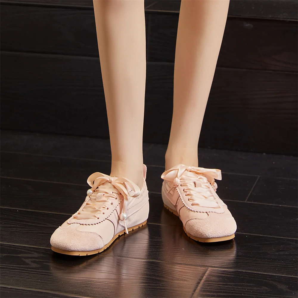 FEDONAS Elegant Women Bowtie Sneakers Casual Breathable Flats Heels Lace Up Spring Summer Autumn Shoes Comfort New Sport Shoes