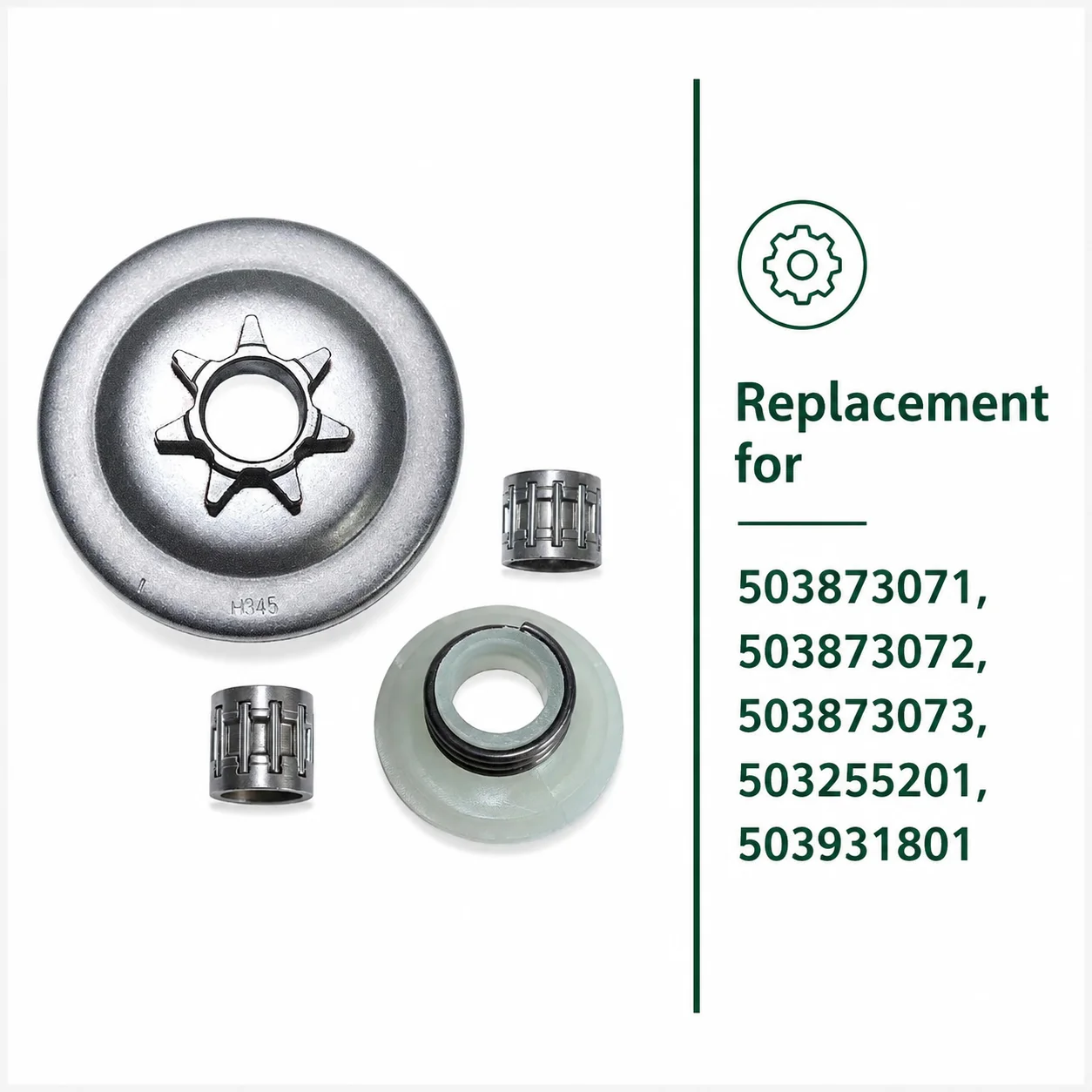 Clutch Drum Bearing Worm Gear Kit For Husqvarna 340 345 350 445 445E Chainsaw Parts Replaces 503873071 503873072 503255201