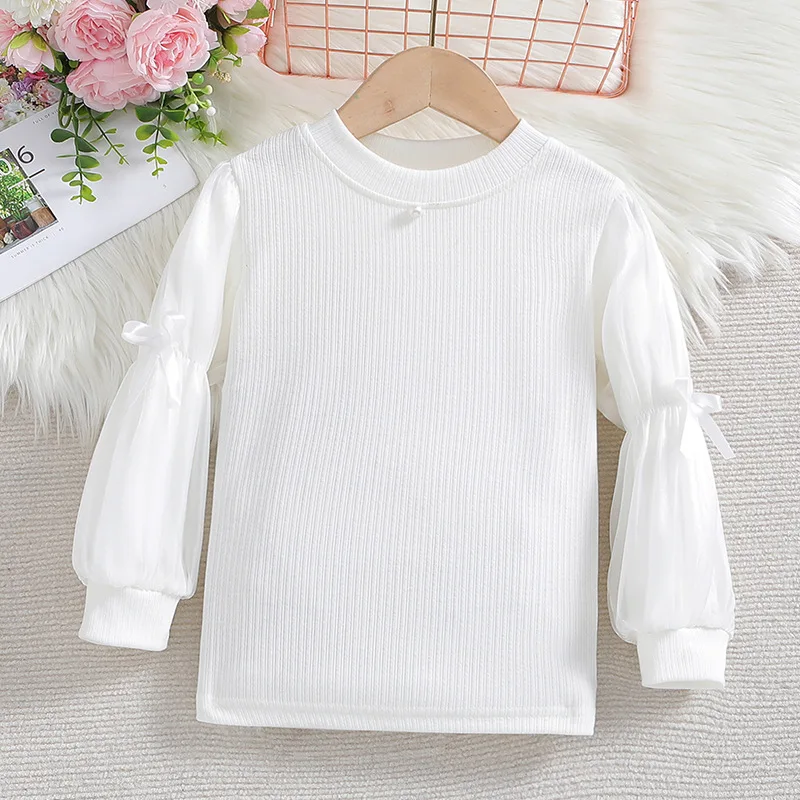 Girls\' bottoming shirt spring and autumn2024new fashionable stylish inner girl lantern sleeve Princess Lolita top fashion