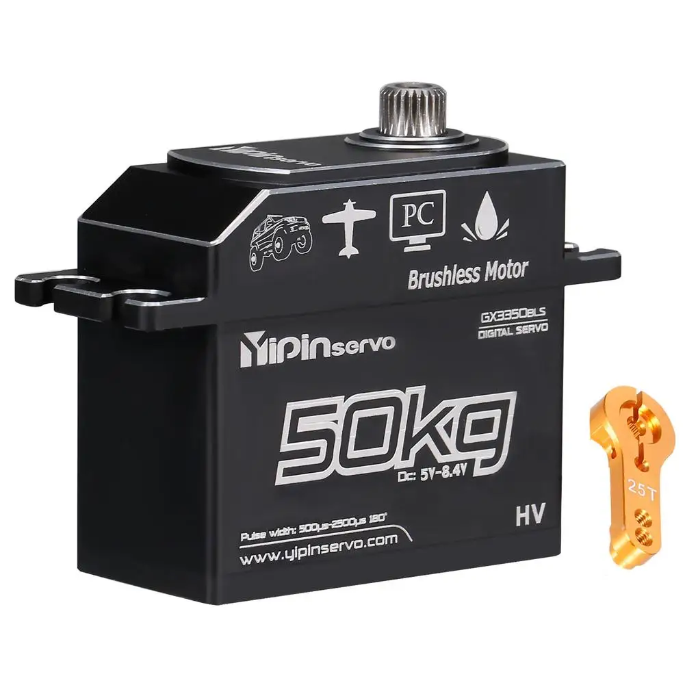 Gx3350bls 50kg brushless servo do motor ip67 à prova dip67 água direção servo 180 corpo de metal completo aço inoxidável engrenagem rc servo digital