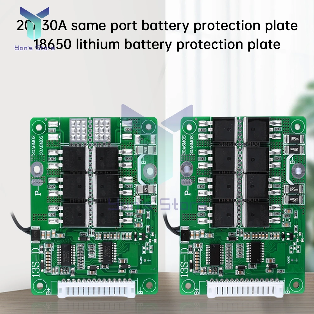 BMS 13S 48V20A 6MOS 18650 Lithium Battery Charge Board Common Port With Temperature Protection Charging Balance Module Equalizer