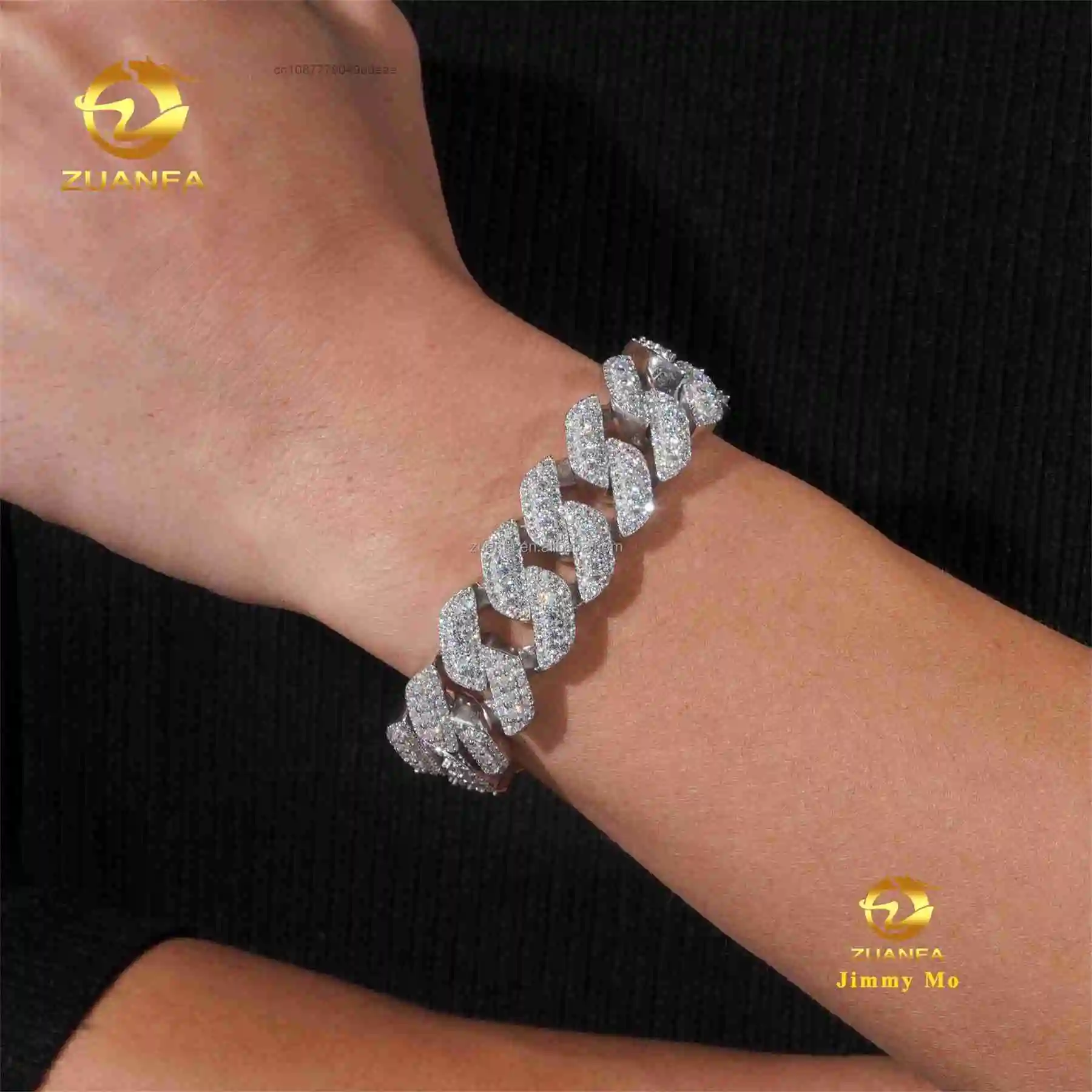 

New Arrivals 18mm Man Design White Gold Jewelry Luxury Fashion Style Hip Hop S925 Moissanite Diamond Miami Cuban Link Bracelet