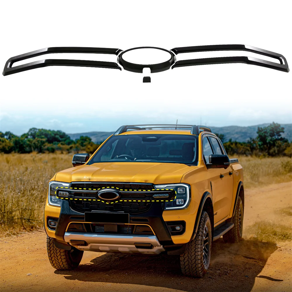 

Для Ford Ranger WILDTACK, XTL ,XL, XLS 2023 2024 решетчатая полоса для переднего и центрального гриля автомобиля, молдинговая отделка из АБС-пластика, 4 шт.