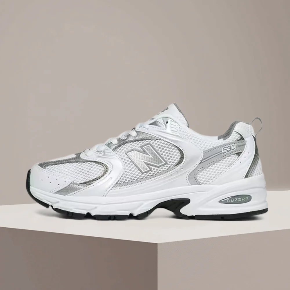 Кроссовки New Balance NB530 унисекс с низким профилем – серебристо-белые, из сетки Millennium и синтетической кожи, парный стиль MR530AD