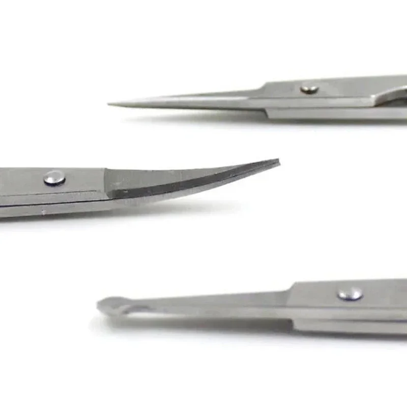 3 estilos de tesoura de maquiagem de aço inoxidável para pêlos faciais sobrancelhas nariz cabelo barba aparar unhas cutícula manicure ferramenta de unhas