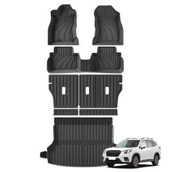 Car Trunk Mat For Subaru Forester 2019-2024 TPE Floor Mats All Weather Backrest Mat Rear Trunk Pad Cargo Liner Anti Dirty Pads