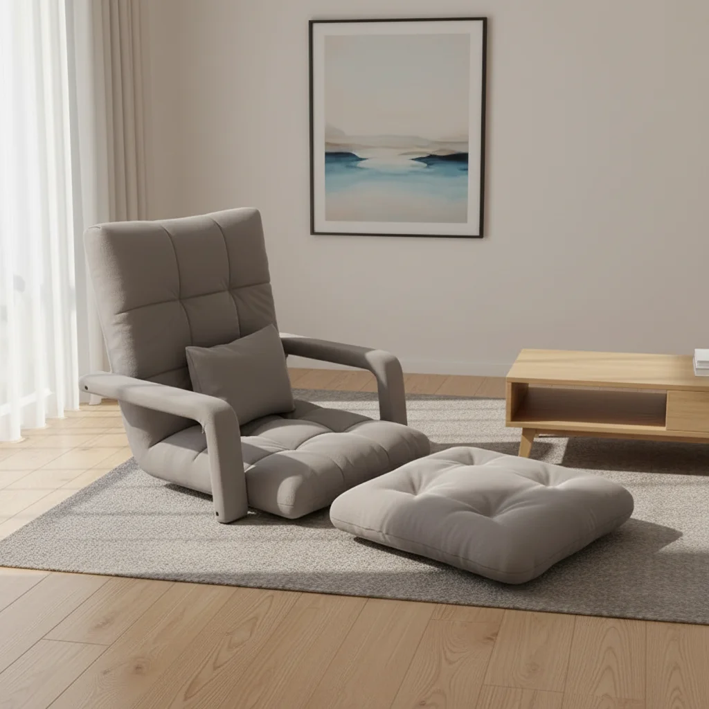 Modern Simple Design Foldable Lazy Sofa Recliner Single Bed Backrest Chair Velvet Upholstery Bedroom Small Sofa Tatami Seat