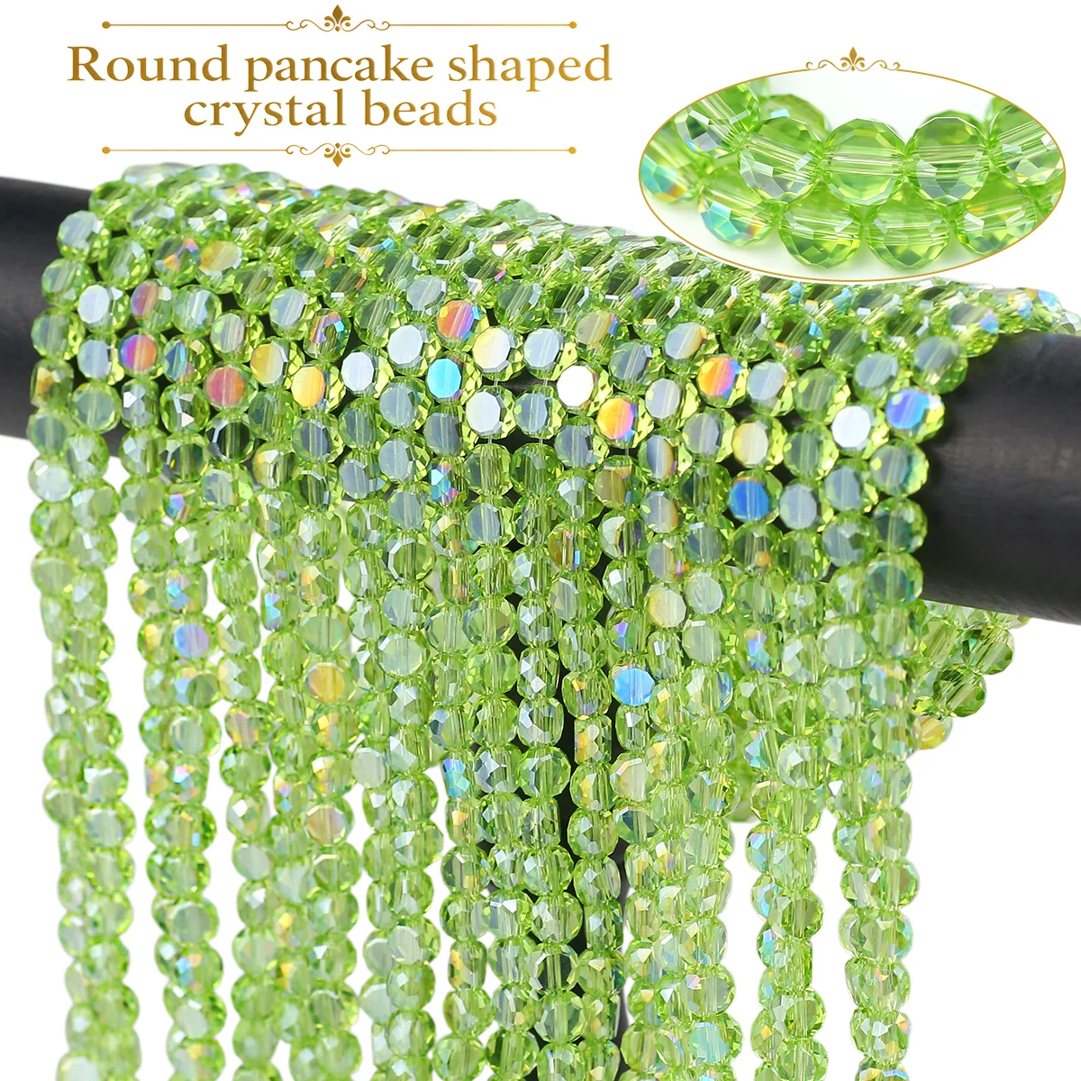 6mm 100–300pcs Clear Crystal Glass Natural Color Round Discs Light Green Handmade DIY Jewelry Making Bracelet Accessories
