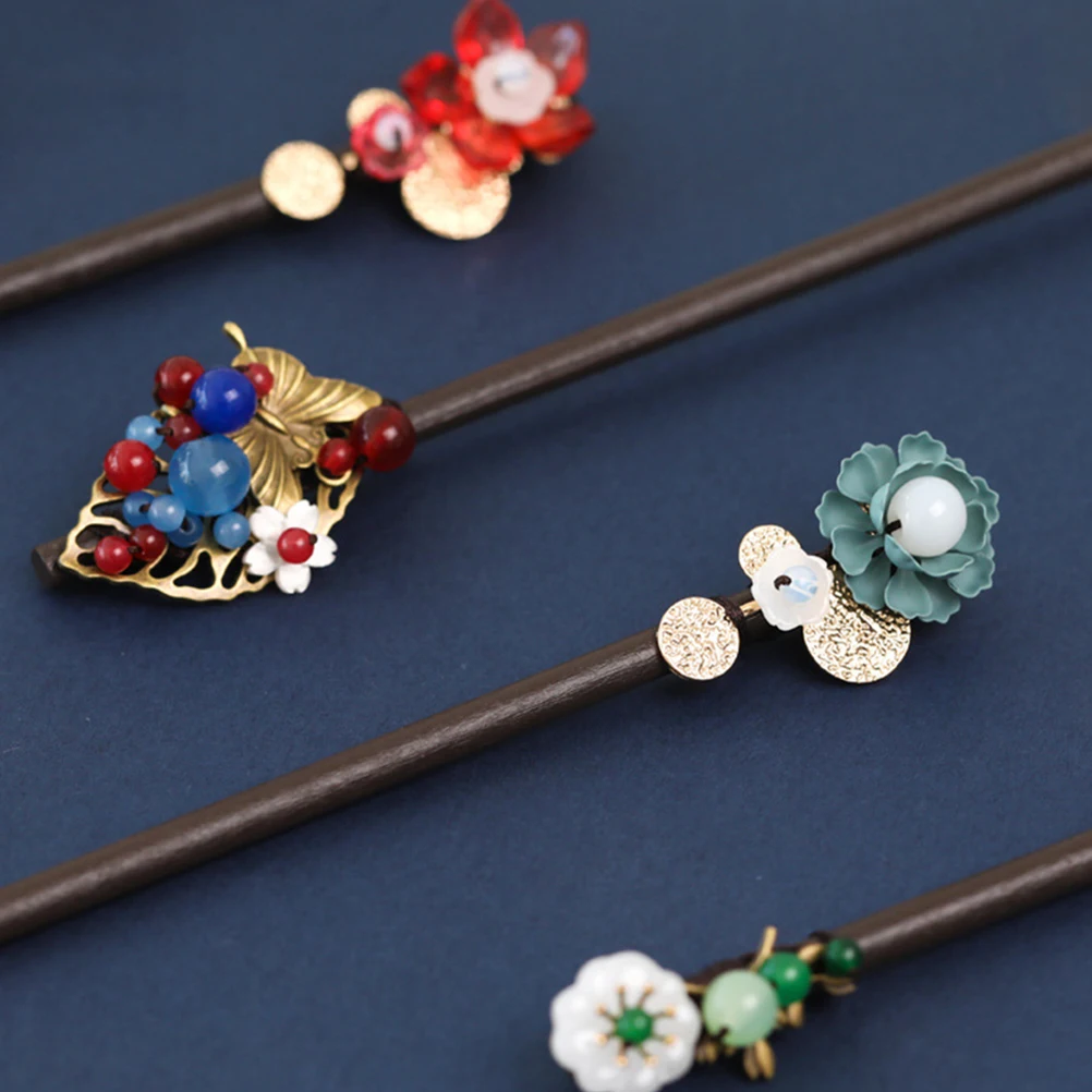 

Wooden Hairpin DIY Stick Black Material Bride Wedding Accessories Eco Friendly Durable Traditional Style Hair Tools