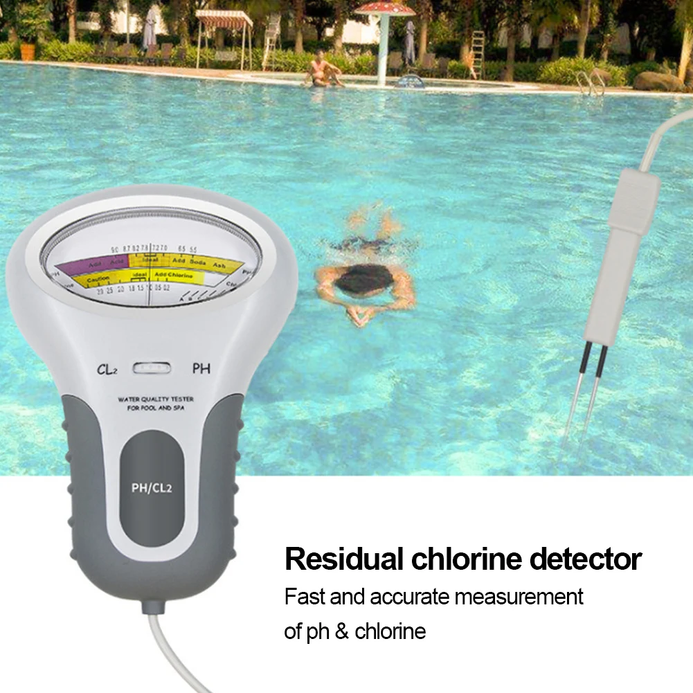 Water Quality Testing Device Professional PH Chlorine Cl2 Level Meter Tester with Probe for Swimming Pool Spa Water Monitor