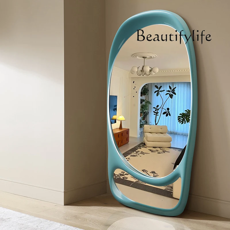 

Advanced special-shaped full-body full-length mirror irregular French style home floor fitting decoration