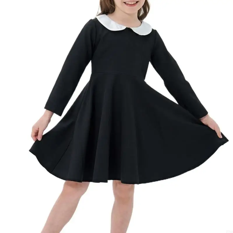 77HD Girls' Long Sleeved Dress A-line Dresses For School Event And Family Gathering