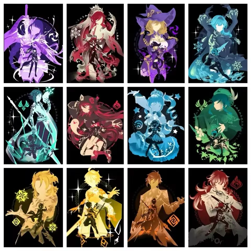 Juego de dibujos animados de Anime, pintura de diamante Genshin Impact, figura de juego Hu tao El Xiao, mosaico artístico, punto de cruz, decoración del hogar, regalo para niños