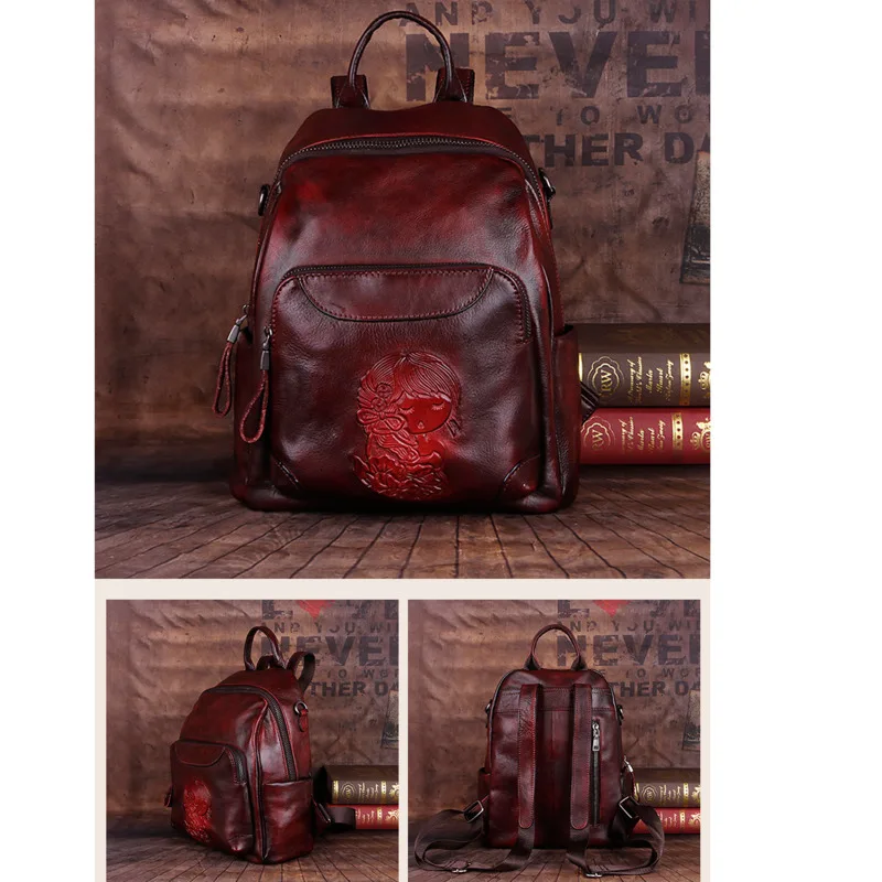 GAGACIA High Quality Women Genuine Leather Backpack Vintage Woman Bag School Bags For Teenage Girls Backpacks For A4 Book IPAD