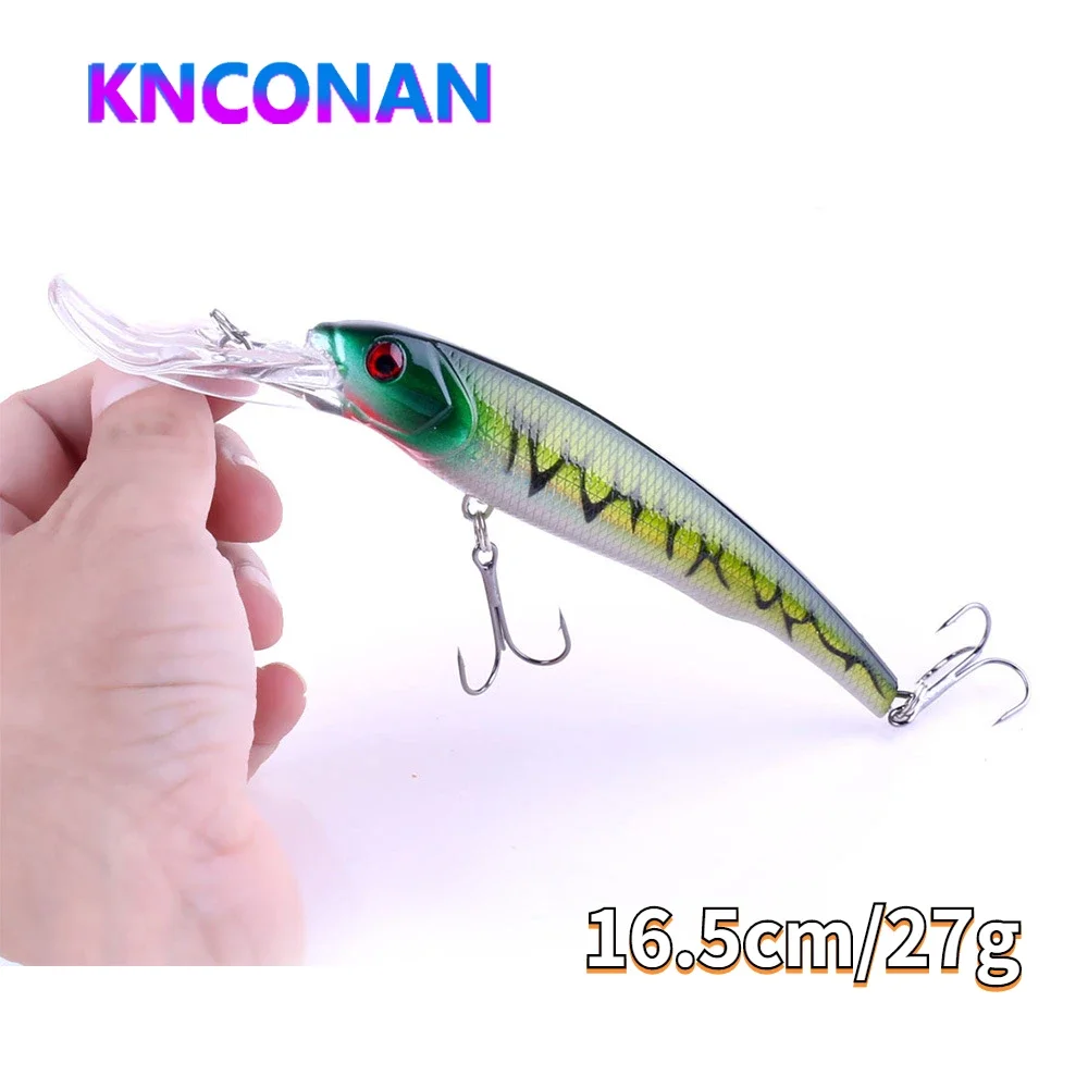 KNCONAN 1PCS Minnow Wobbler Fishing Lure 16.5cm 27g Rolling Jerkbait Minnow Unique Lip Bass Pike Bait Fishing Tackle