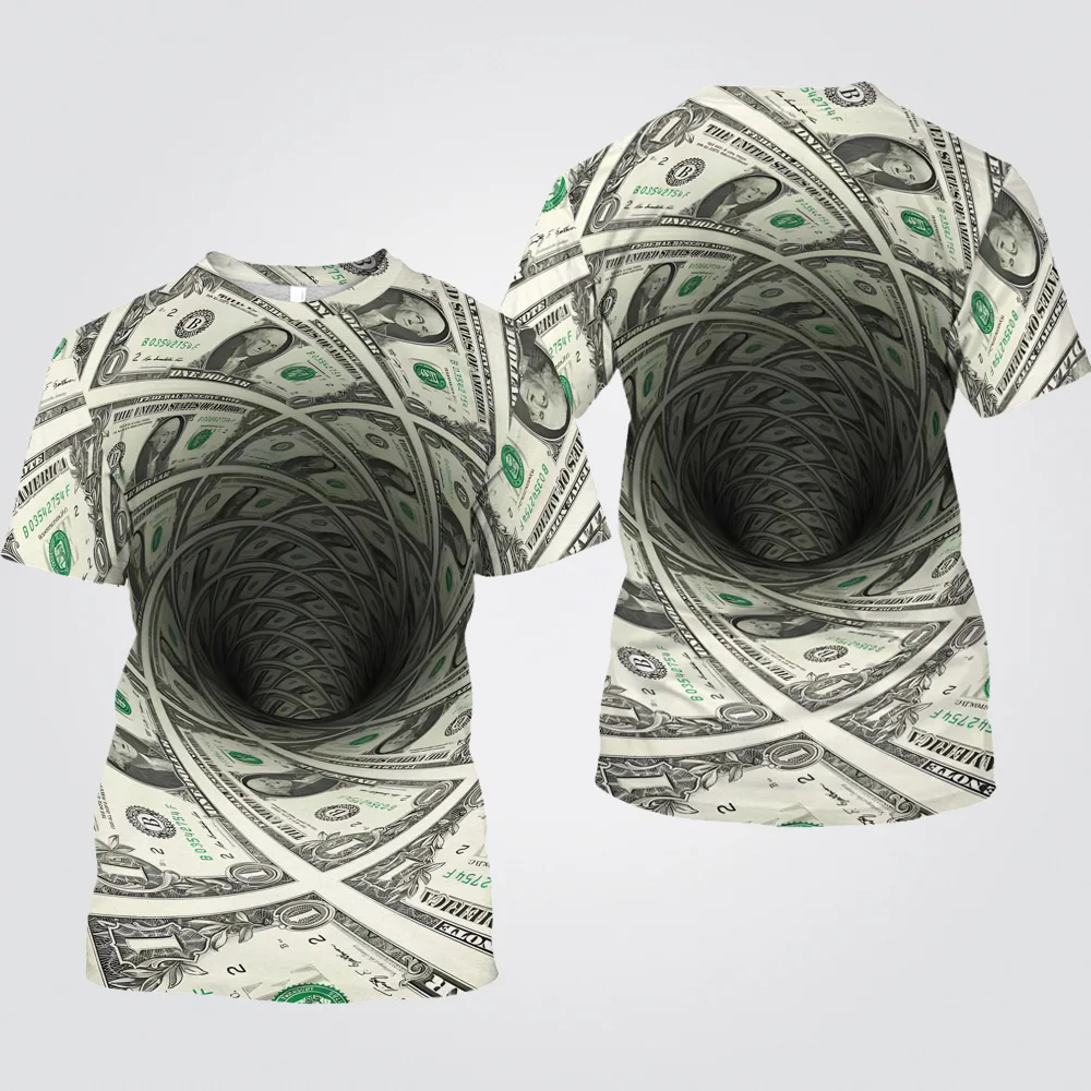 Men's Dollar T-shirt Unisex 3D Printed Hip Hop Sweatshirt Tops Funny Short Sleeve Street Trend Fashion Crew Neck Polyester Tee