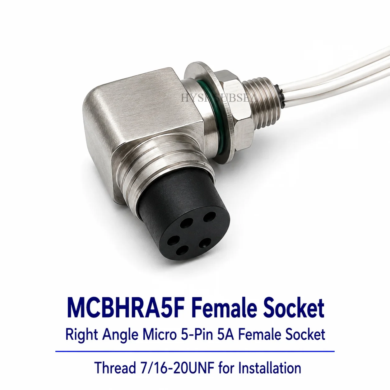 SUBSEA Micro Right Angle 5-Pin 5A Waterproof Underwater Connector Set MCBHRA5F Female Socket & MCIL5M Male Cable 7/16-20UNF