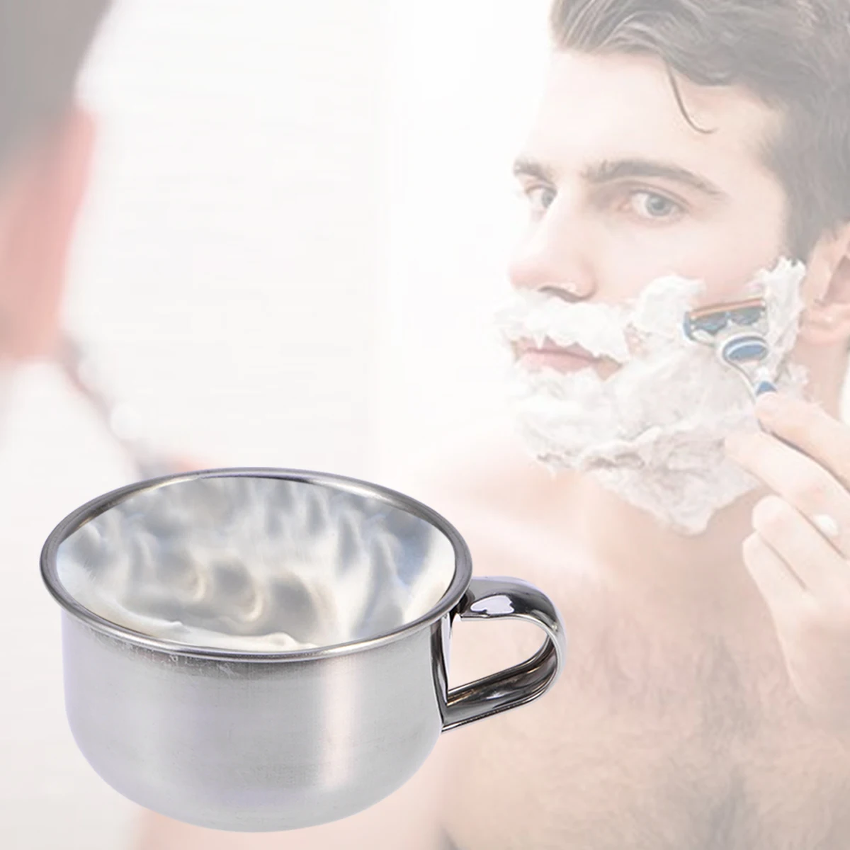 

1Pcs High-Quality Shaving Bowl Durable Stainless Steel Portable Design Rich Lather Gift for Boyfriend Father Barber
