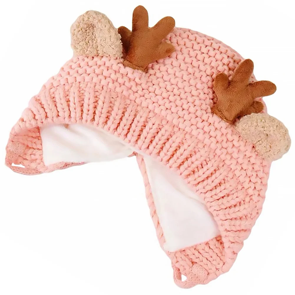 Christmas Antler Hat Baby Accessories Knitted for Warm Cap Hats Lovely Fleece Lined Yarn Crochet