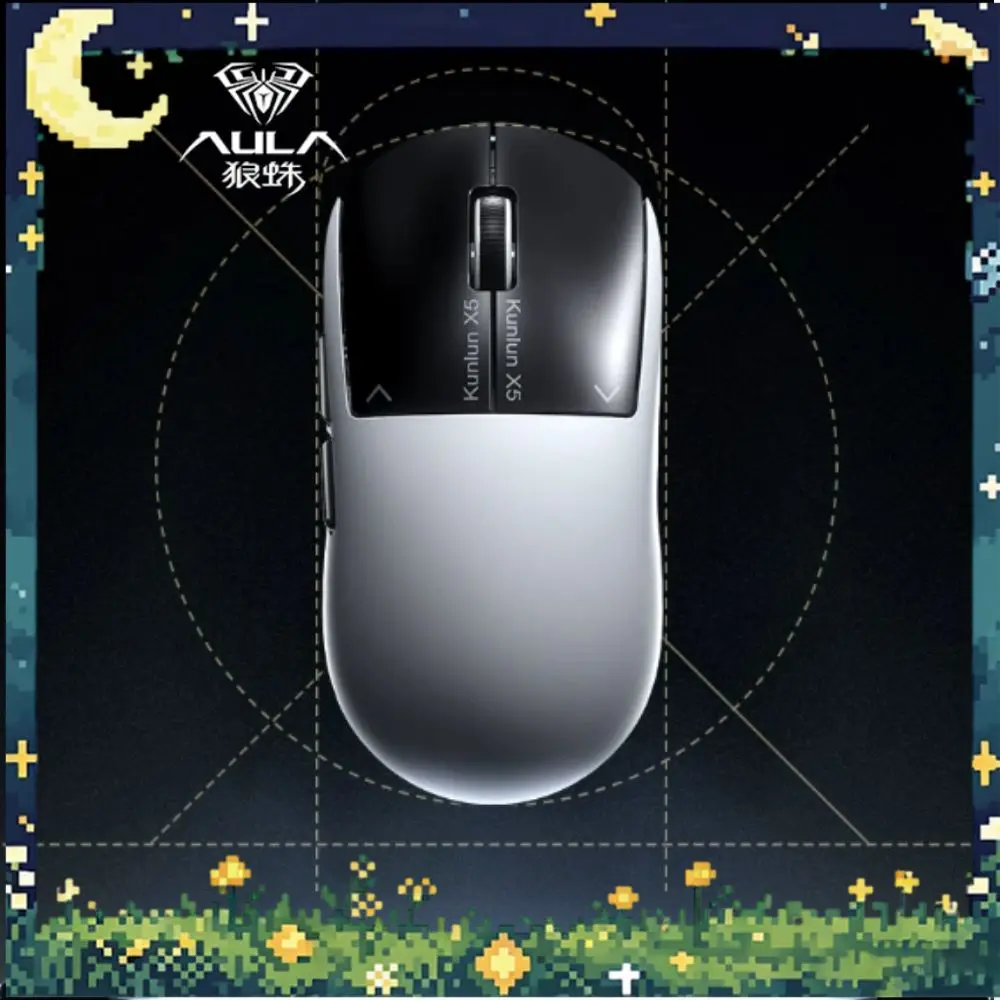 AULA Kunlun X5 Mouse Tri Mode Wireless PAW3955 EVO Long Battery Life SSHS Electromagnetic Micro Switch Gaming Mouse PC Laptop