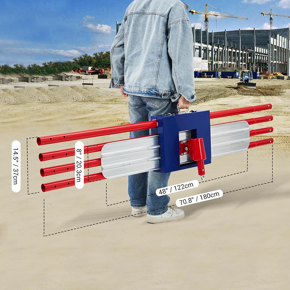 48x8" Aluminum Alloy Concrete Float Tool, Concrete Kit Bull Float with 4 Float Handle Bracket Concrete Tools Finishing