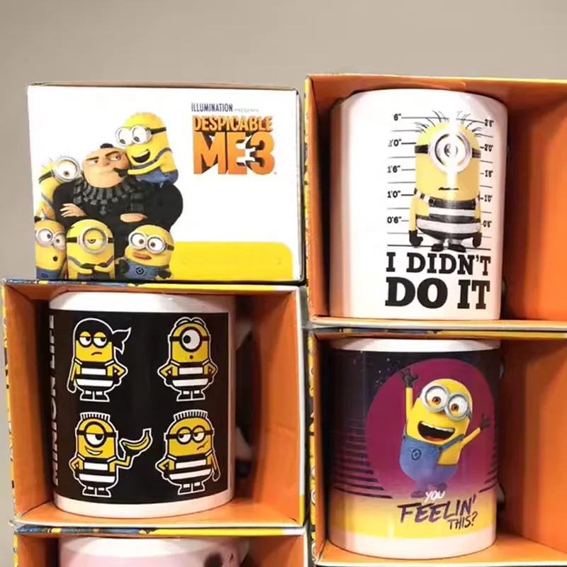 Kawaii Disney Minionses Stuart Kevin Bob Action Figure Toys Ceramic Cup Cute Mug Collection Model Christmas Gifts For Children