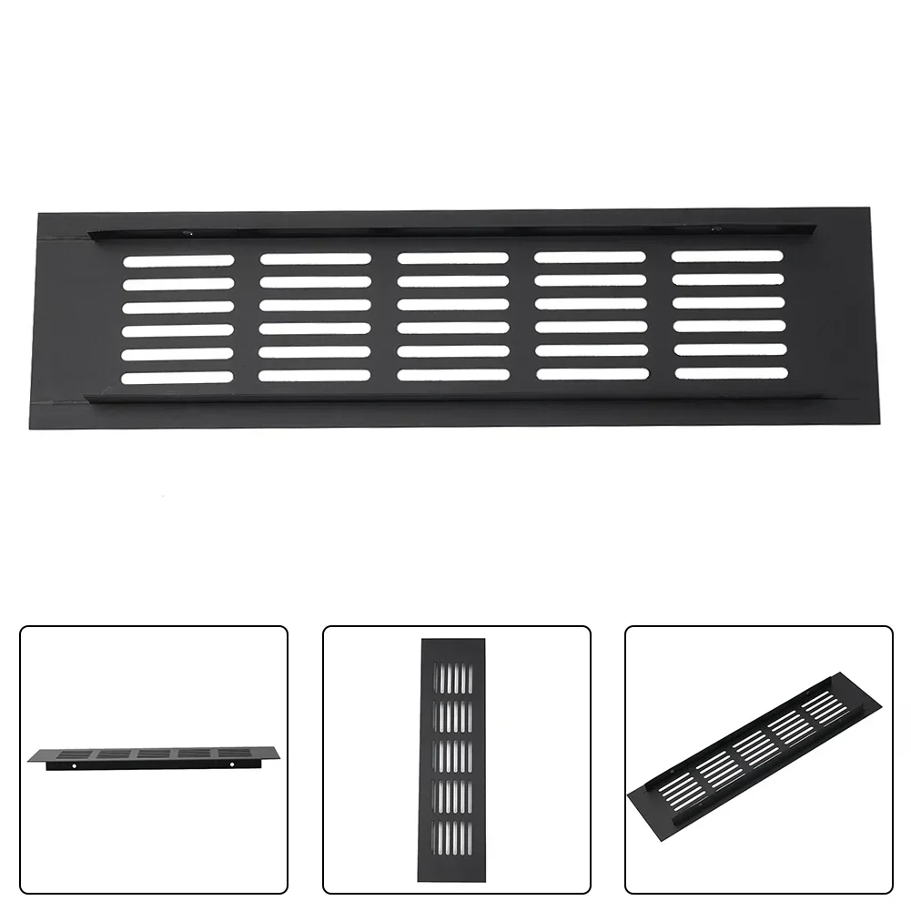 High Quality Ventilation Grille Air Vent Grille 60mm Air Vent Grille Aluminum Alloy Black Cabinet Rectangular Ventilation-Cover